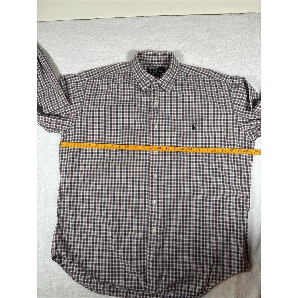 Polo Ralph Lauren Pony Marlowe 100% Cotton‎ Made in USA 90s Vintage Plaid Large